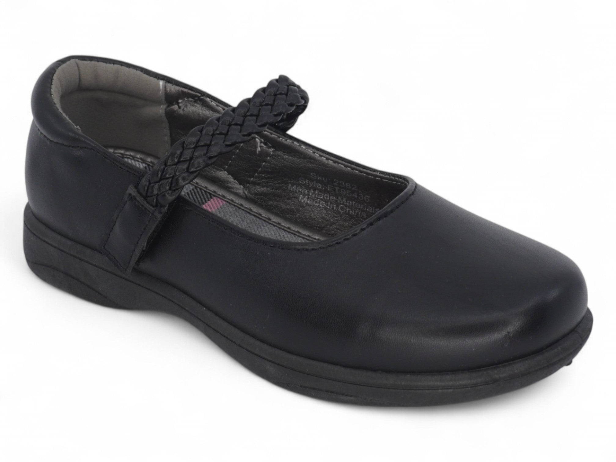 Girls Black Braided Mary Jane