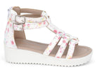 Girls' White Floral Gladiator Platform Sandal