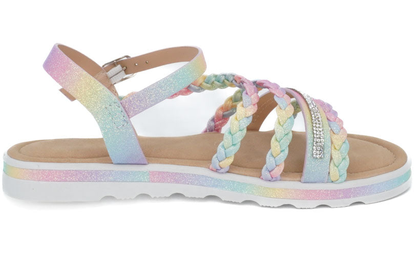 Girls' Rainbow Braided Sandal