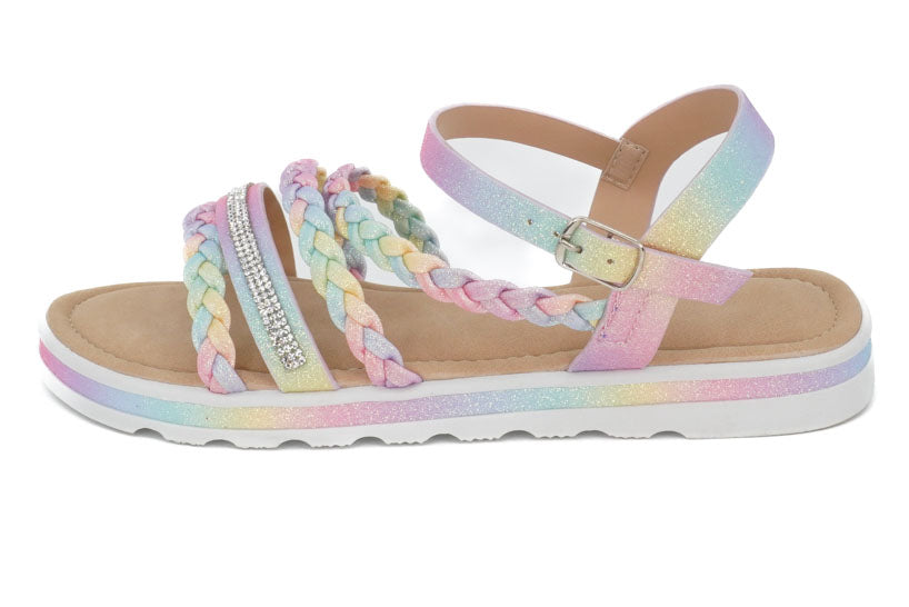 Girls' Rainbow Braided Sandal
