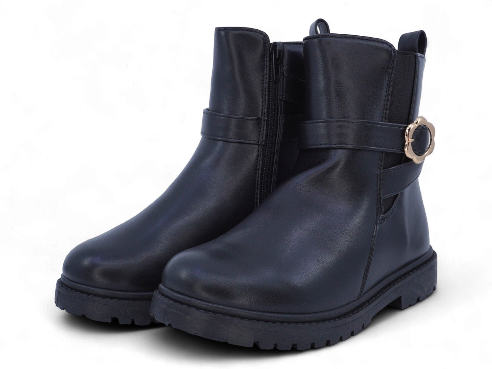 Girls Black Flower Boots