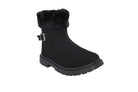 Girls' Black Buckle Fur Boot