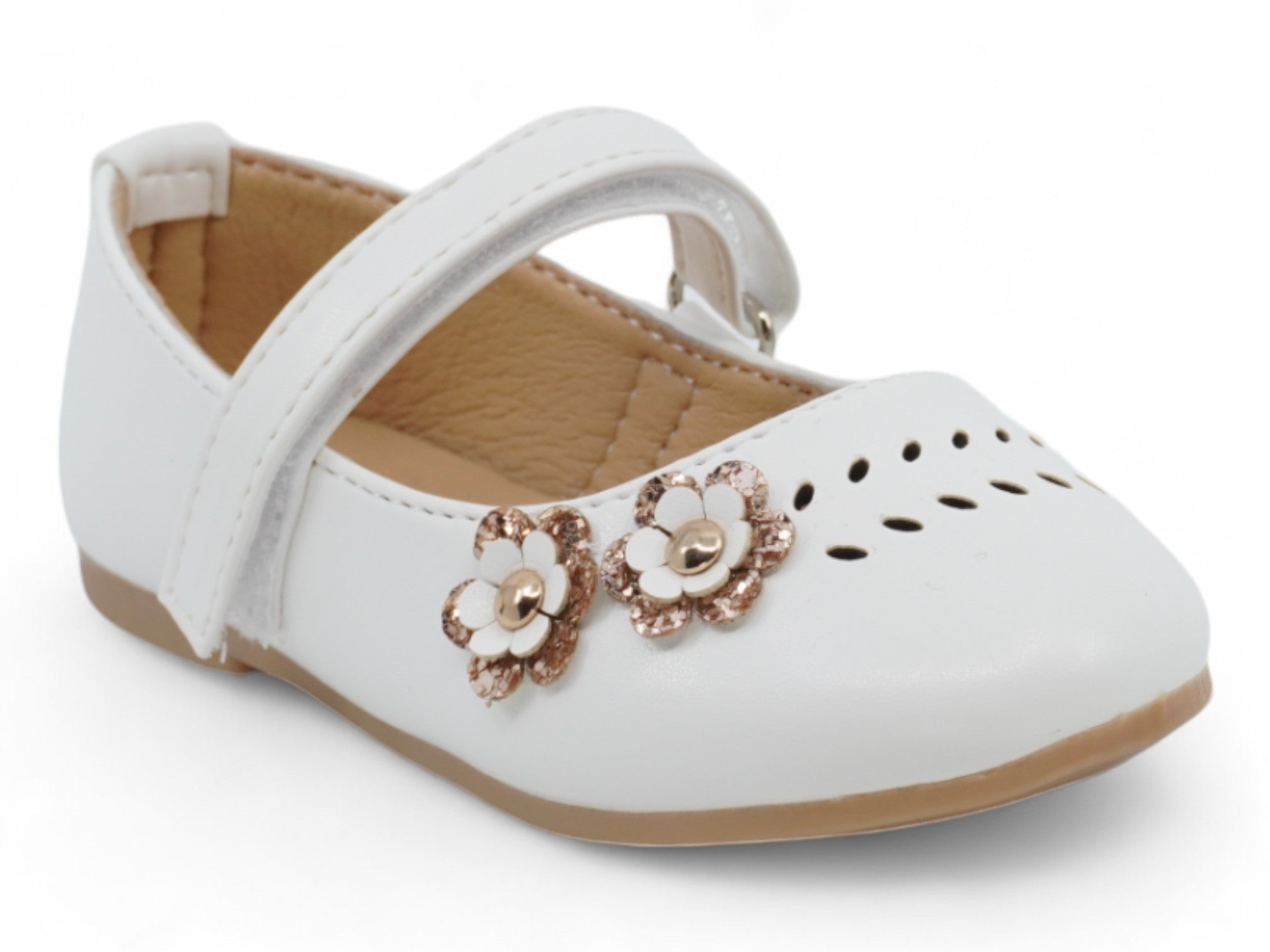 Toddler White Grace Flat