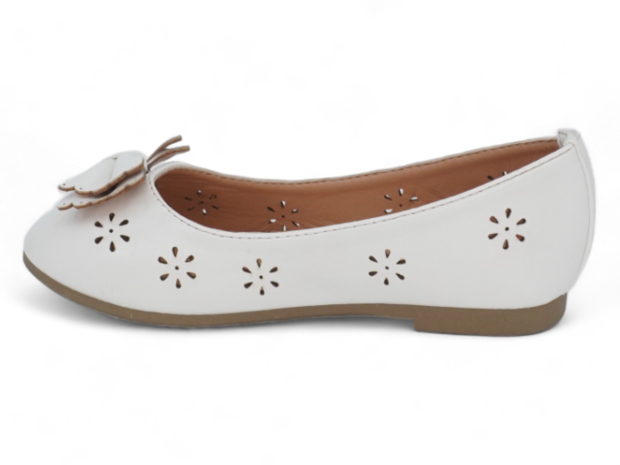 Girls' White Amaya Bow Flat