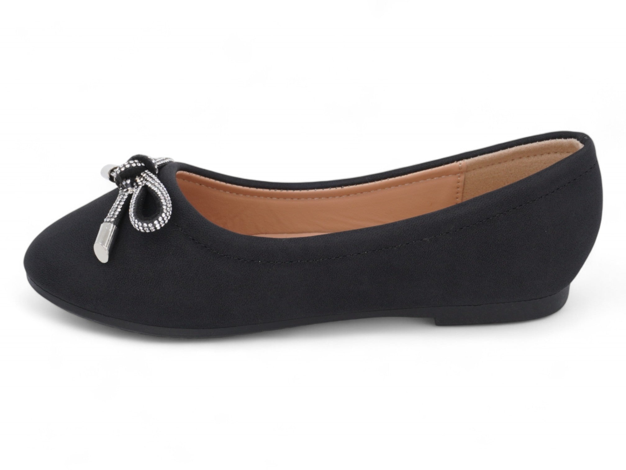 Girls Black Kitty Flat