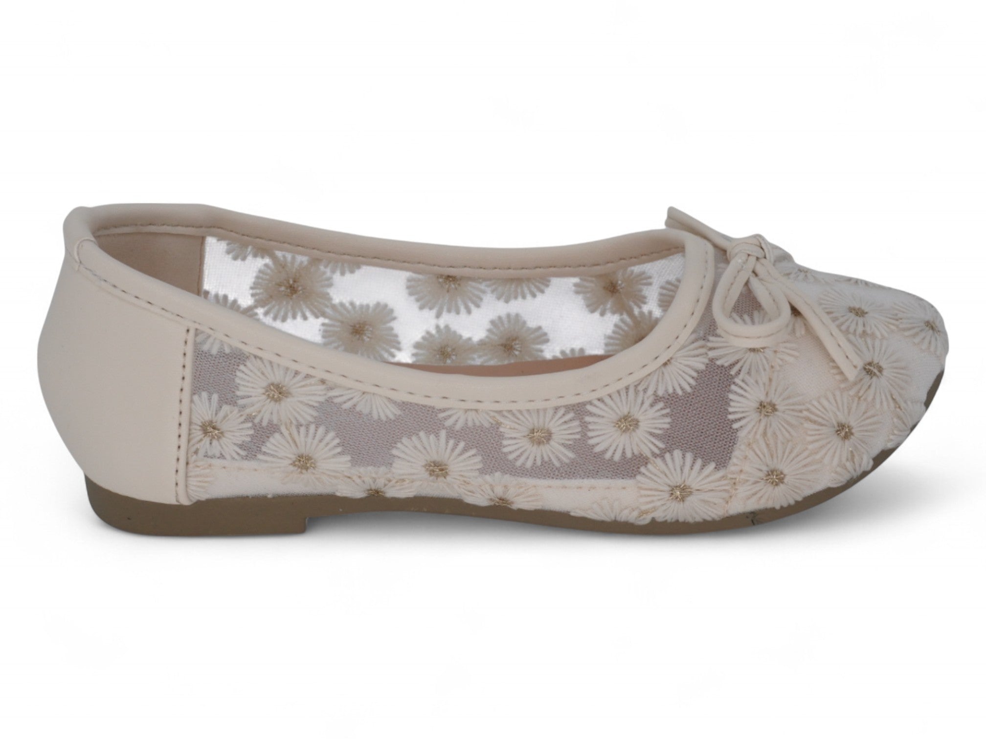 Girls Ivory Daisy Flat