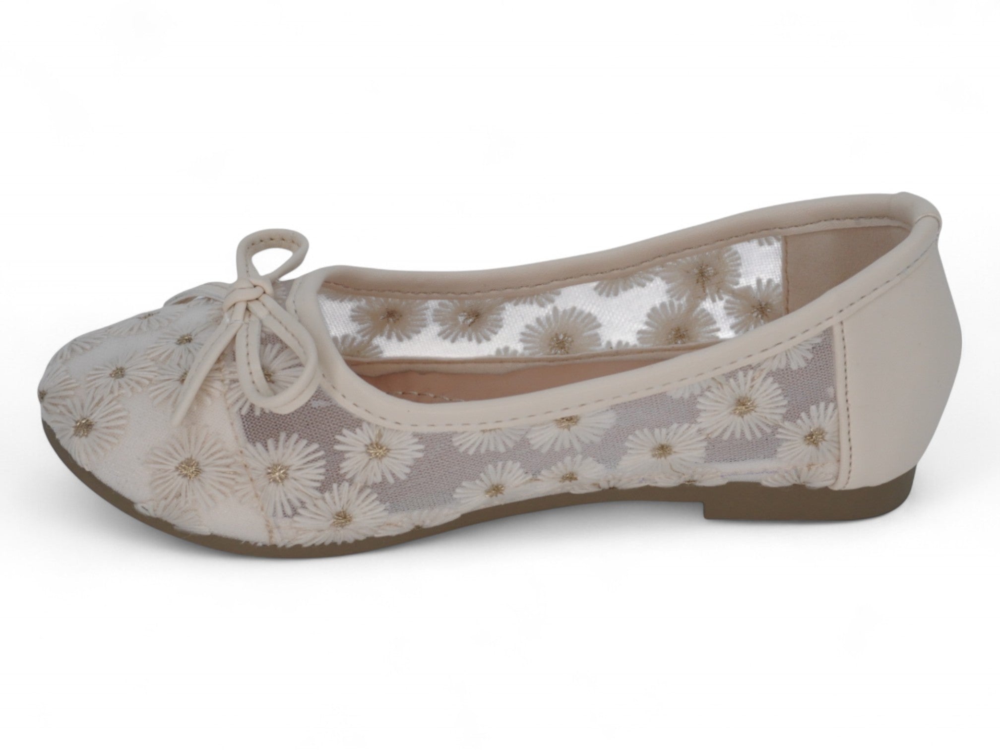 Girls Ivory Daisy Flat