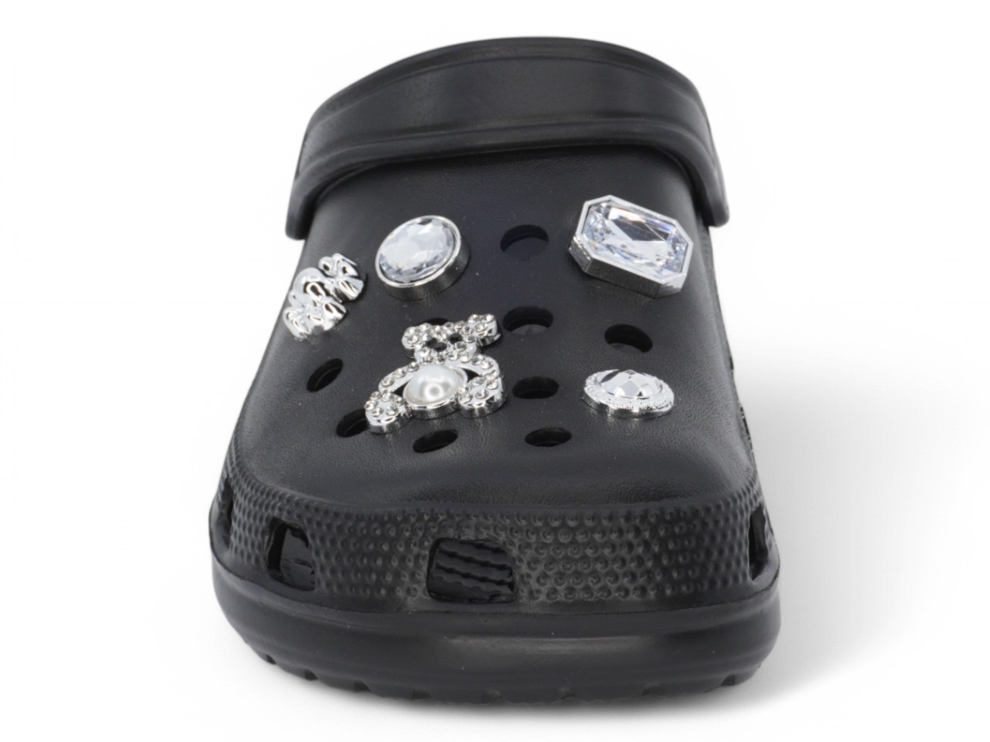 Girls Black CZ Charm Clog