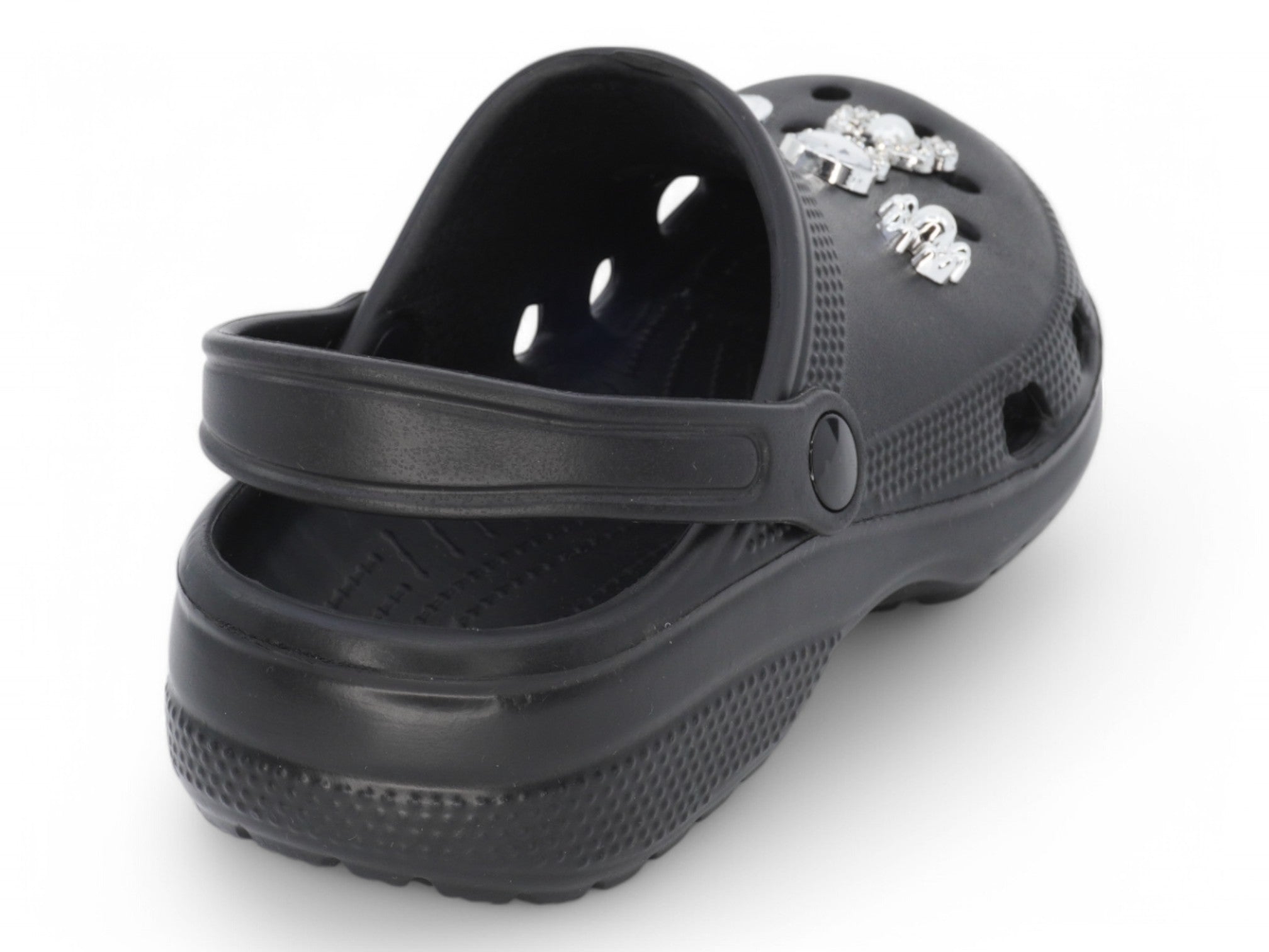 Girls Black CZ Charm Clog