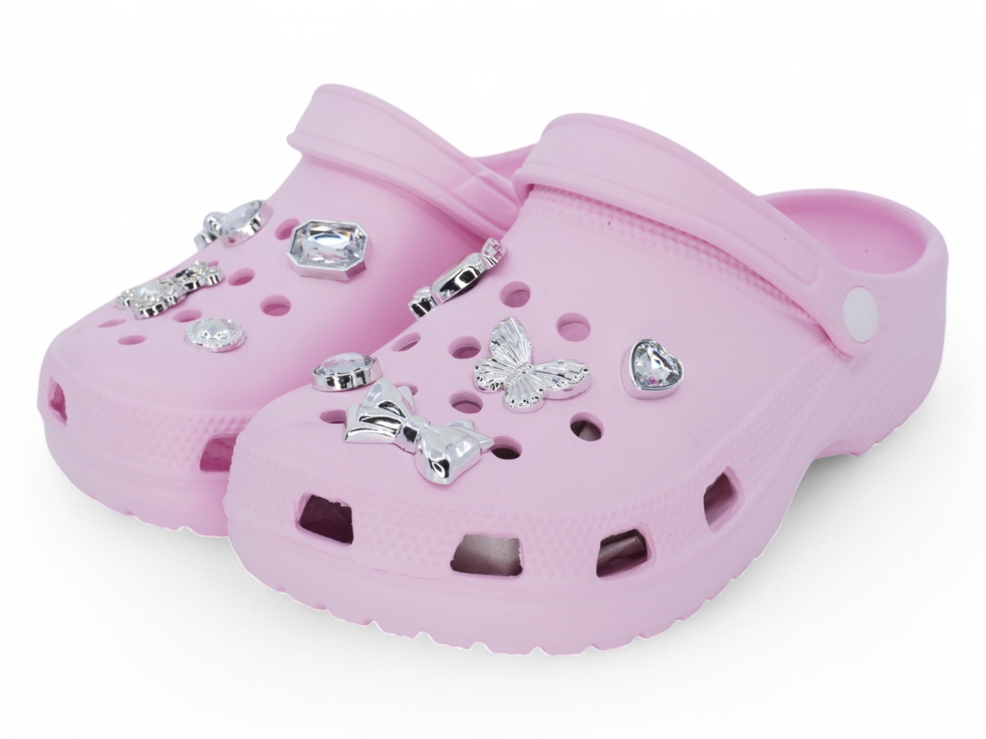 Girls Pink CZ Charm Clog