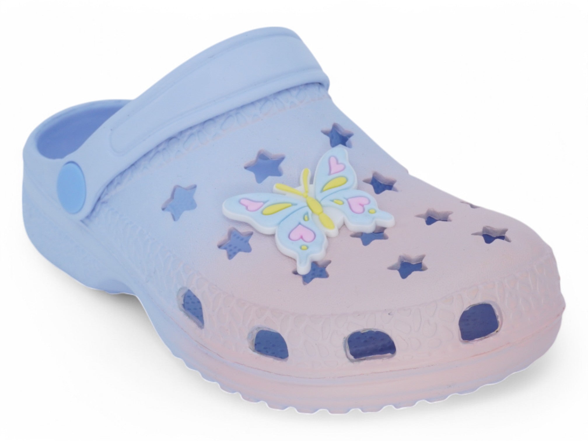 Girls Blue Butterfly Ombré Clog