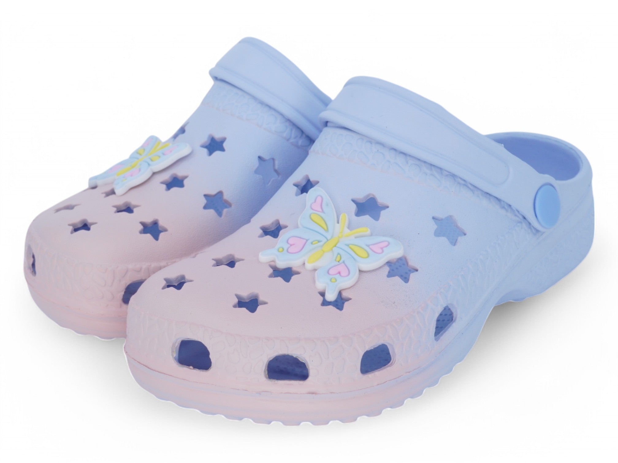 Girls Blue Butterfly Ombré Clog