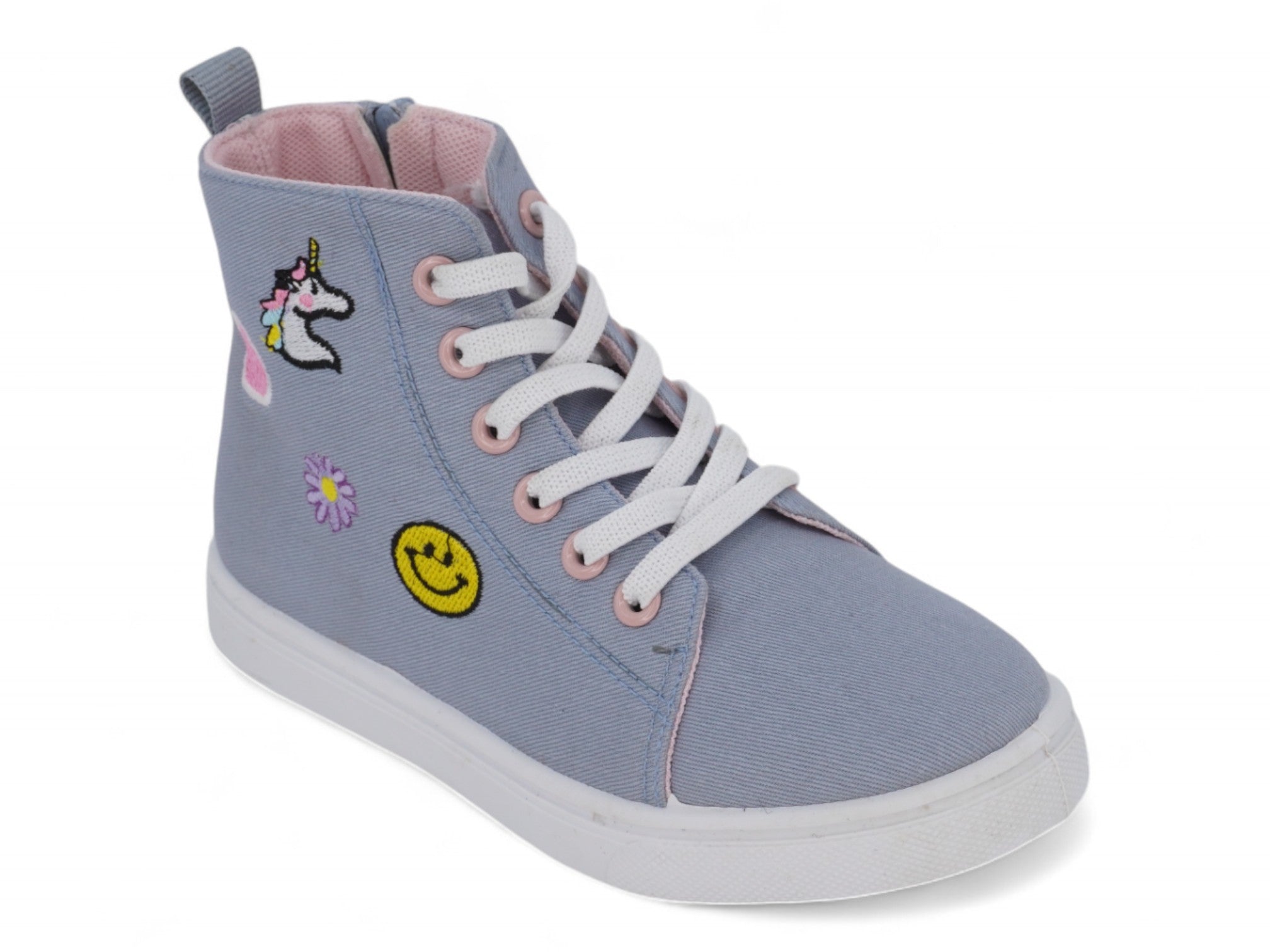 Girls Gray Patch High Top Sneaker