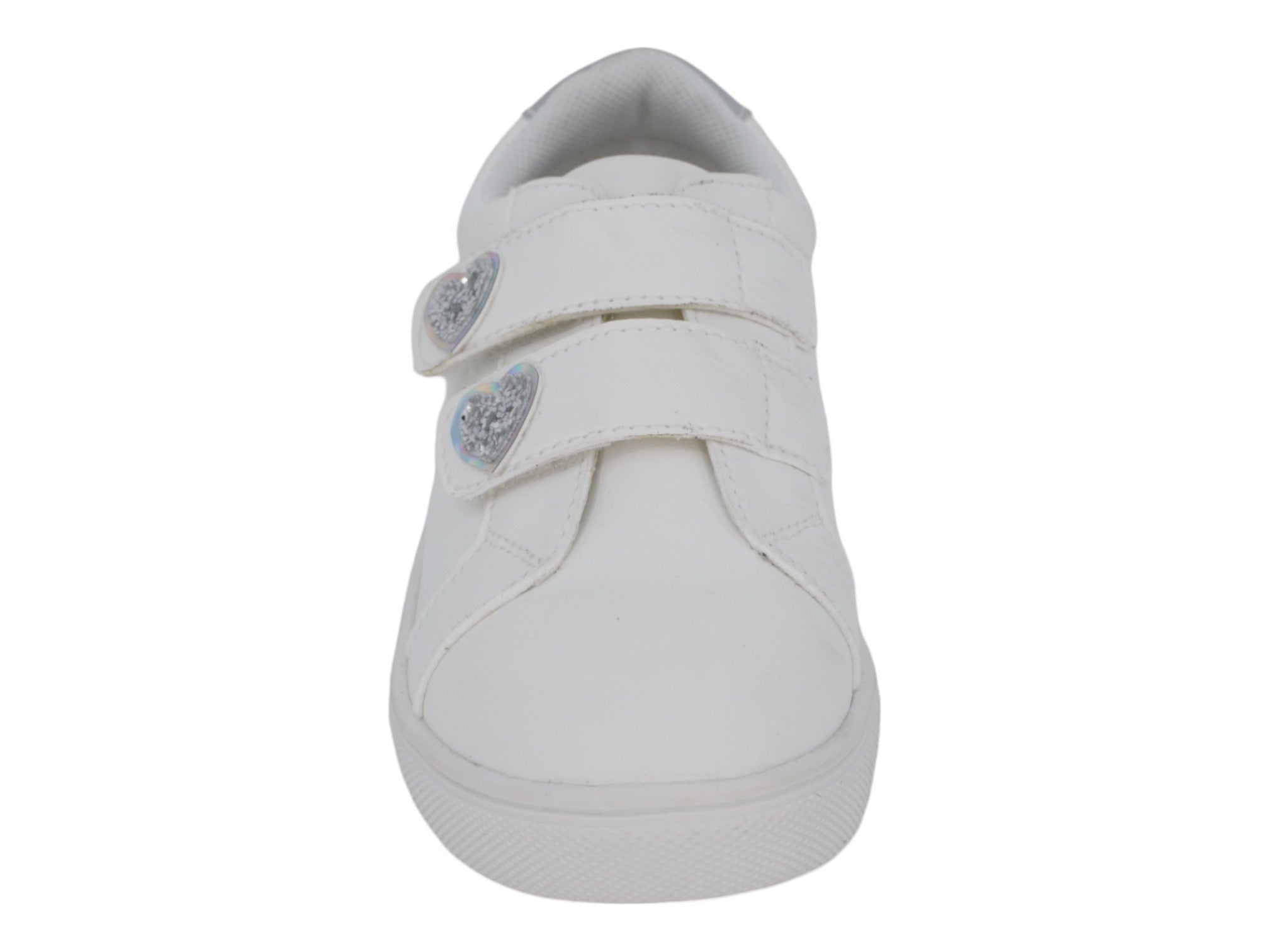 Girls White Velcro Heart Sneaker