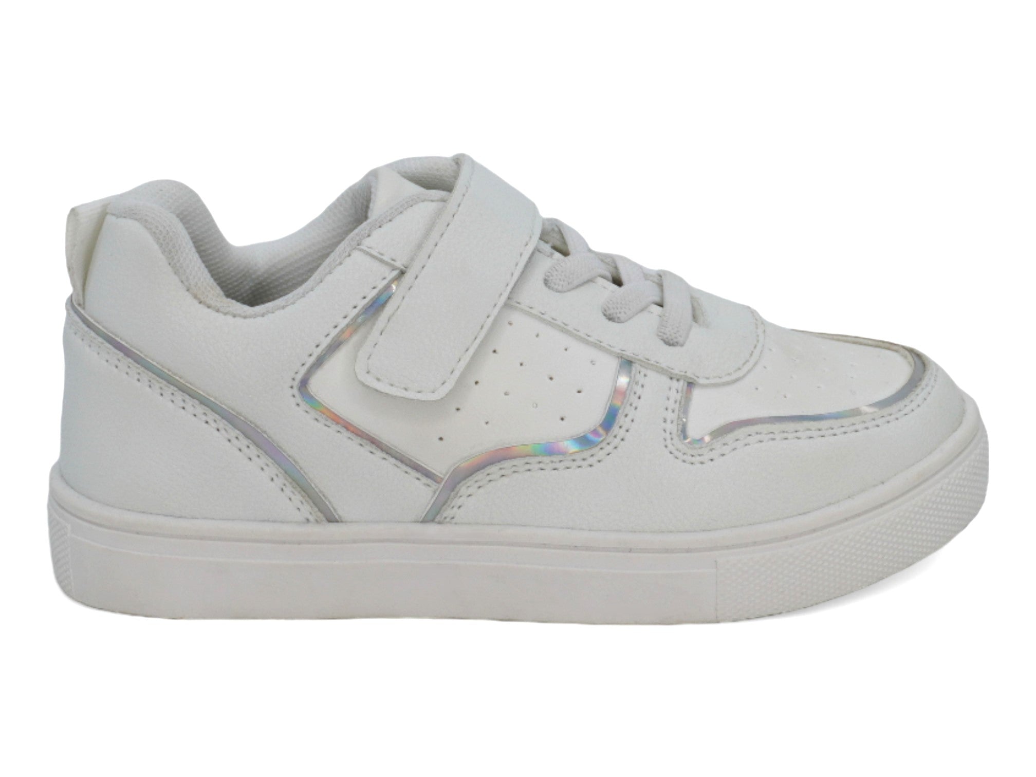 Toddler White & Silver Velcro Court Side Sneaker
