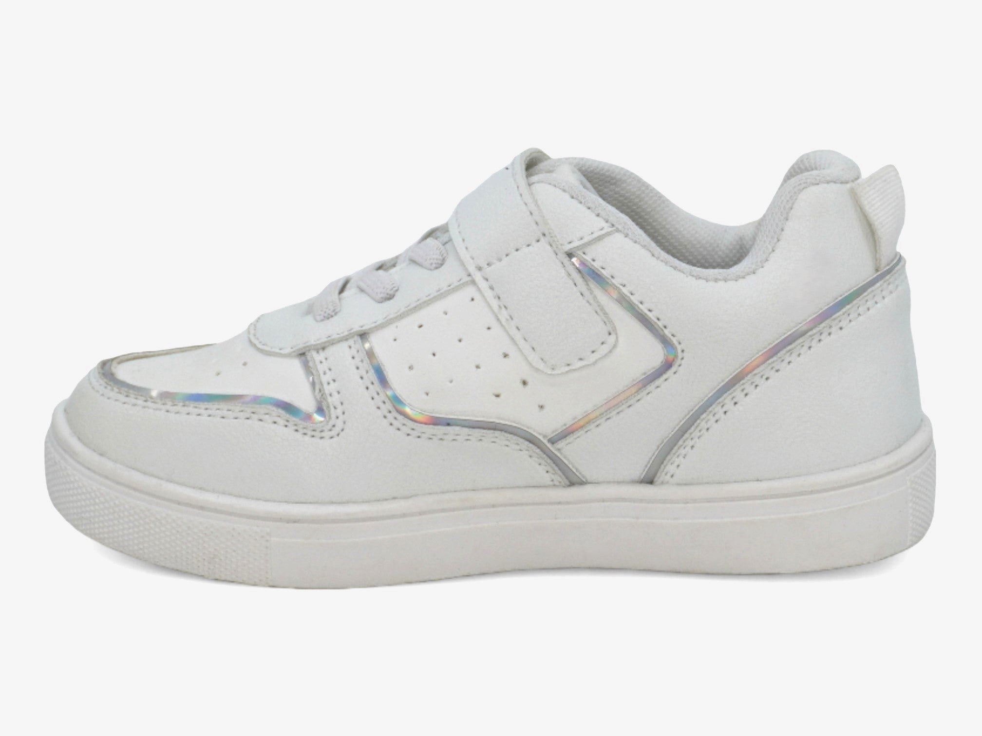 Toddler White & Silver Velcro Court Side Sneaker