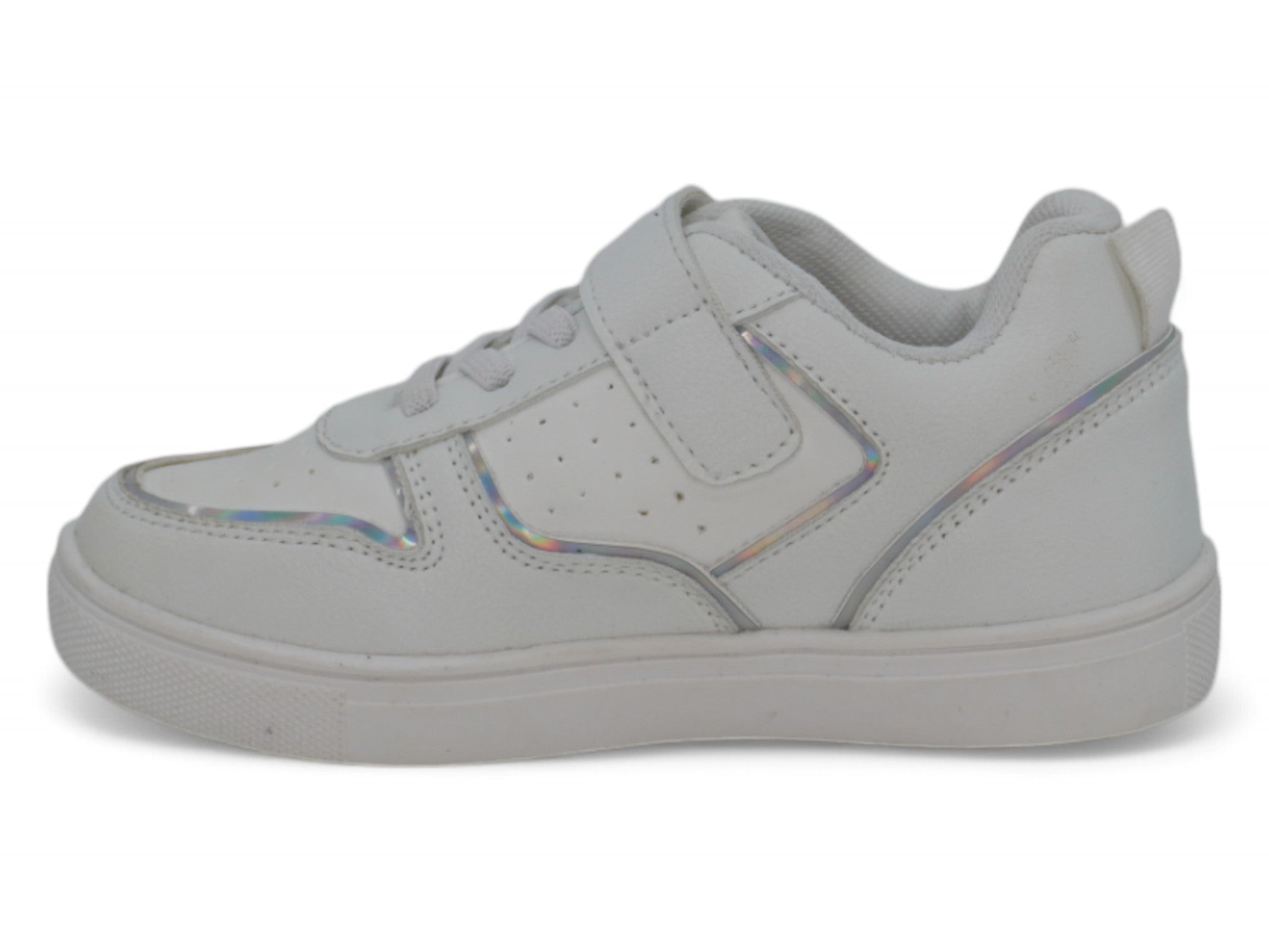 Toddler White & Silver Velcro Court Side Sneaker