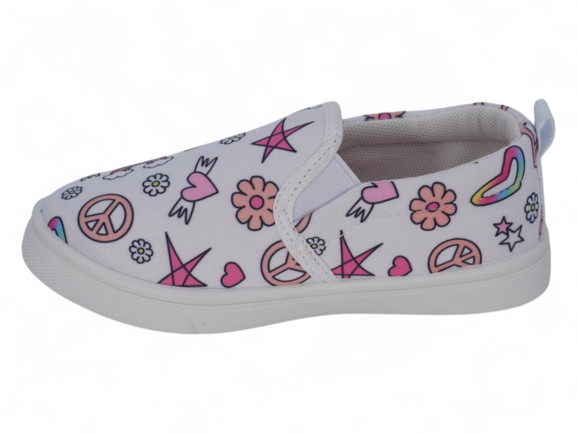 Toddler White Rainbow Print Slip On