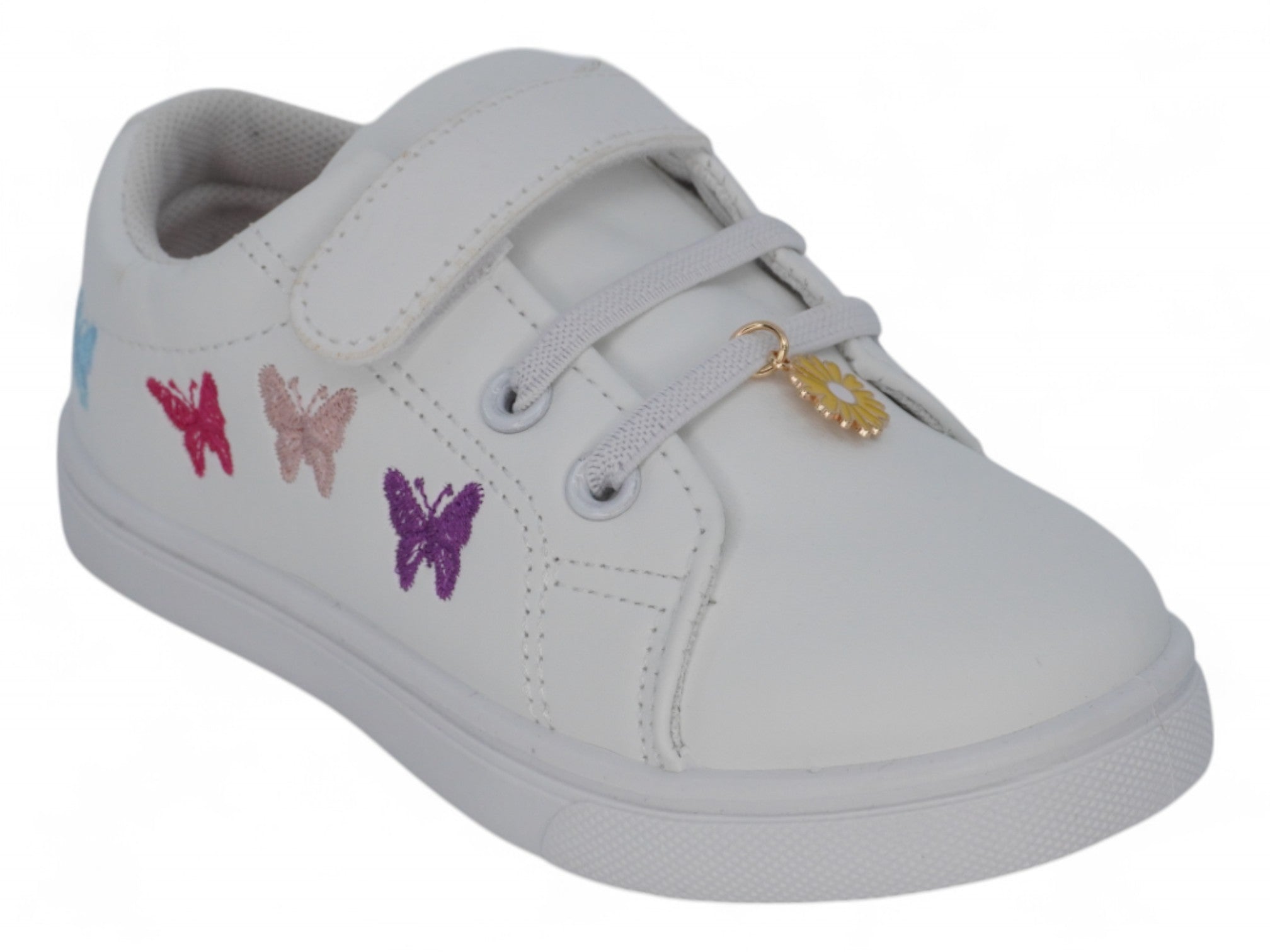 Toddler White Butterfly Embroidered Sneaker