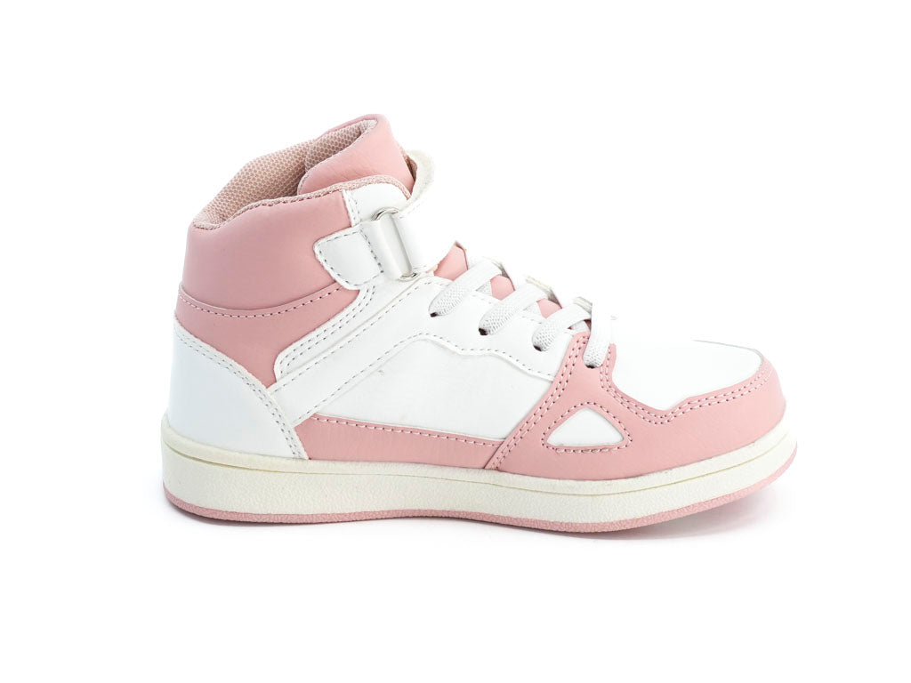Girls Pink & White High Top Sneaker