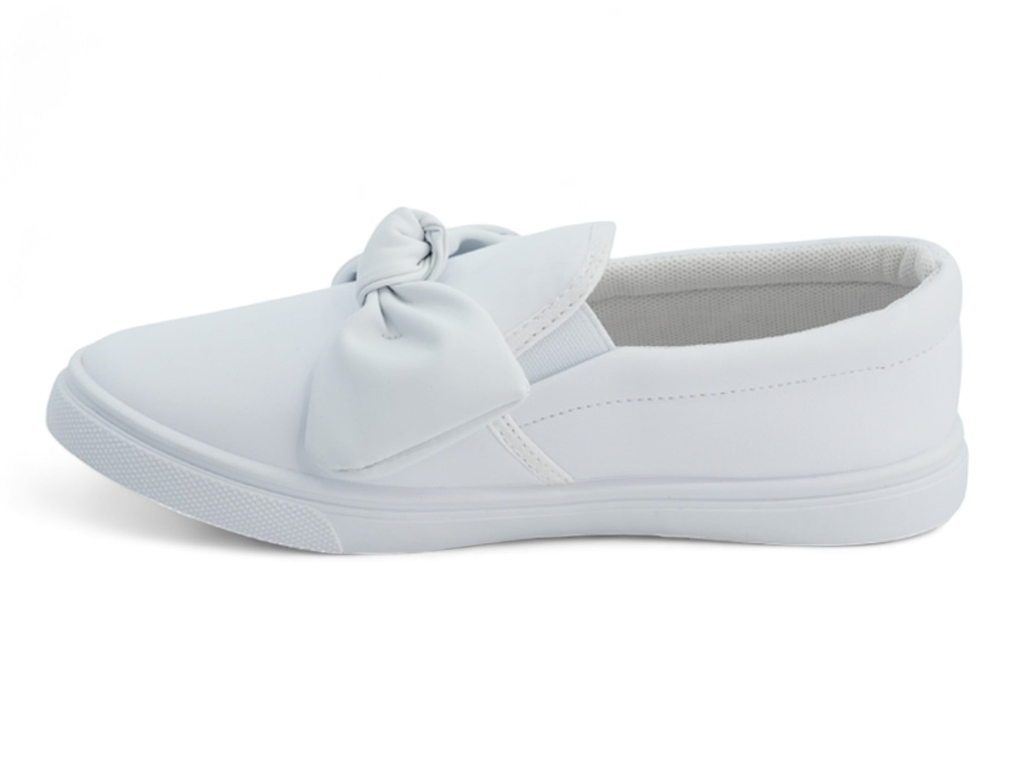 Girls' White Bow Slip On Sneaker