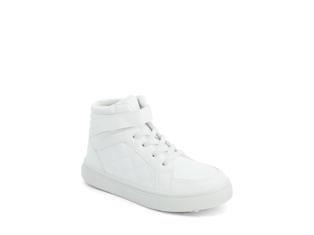 Girls' White Quilted Vegan Leather High Top