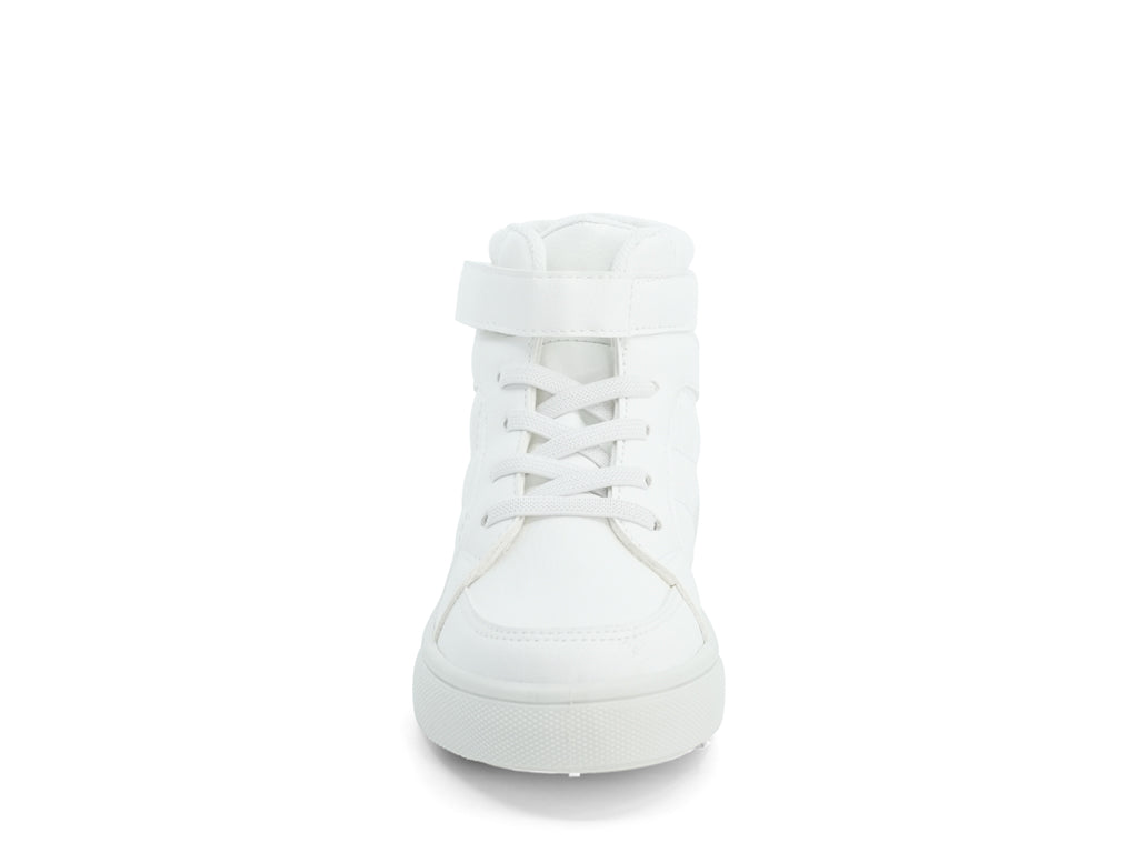 Girls' White Quilted Vegan Leather High Top