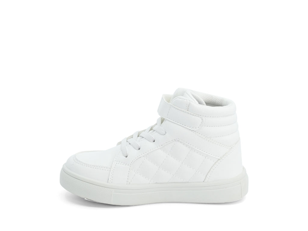 Girls' White Quilted Vegan Leather High Top