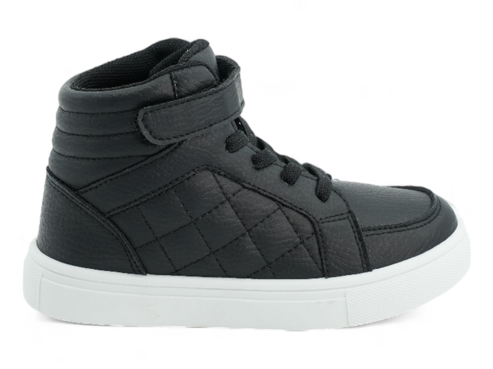 Girls' Black Quilted Vegan Leather High Top