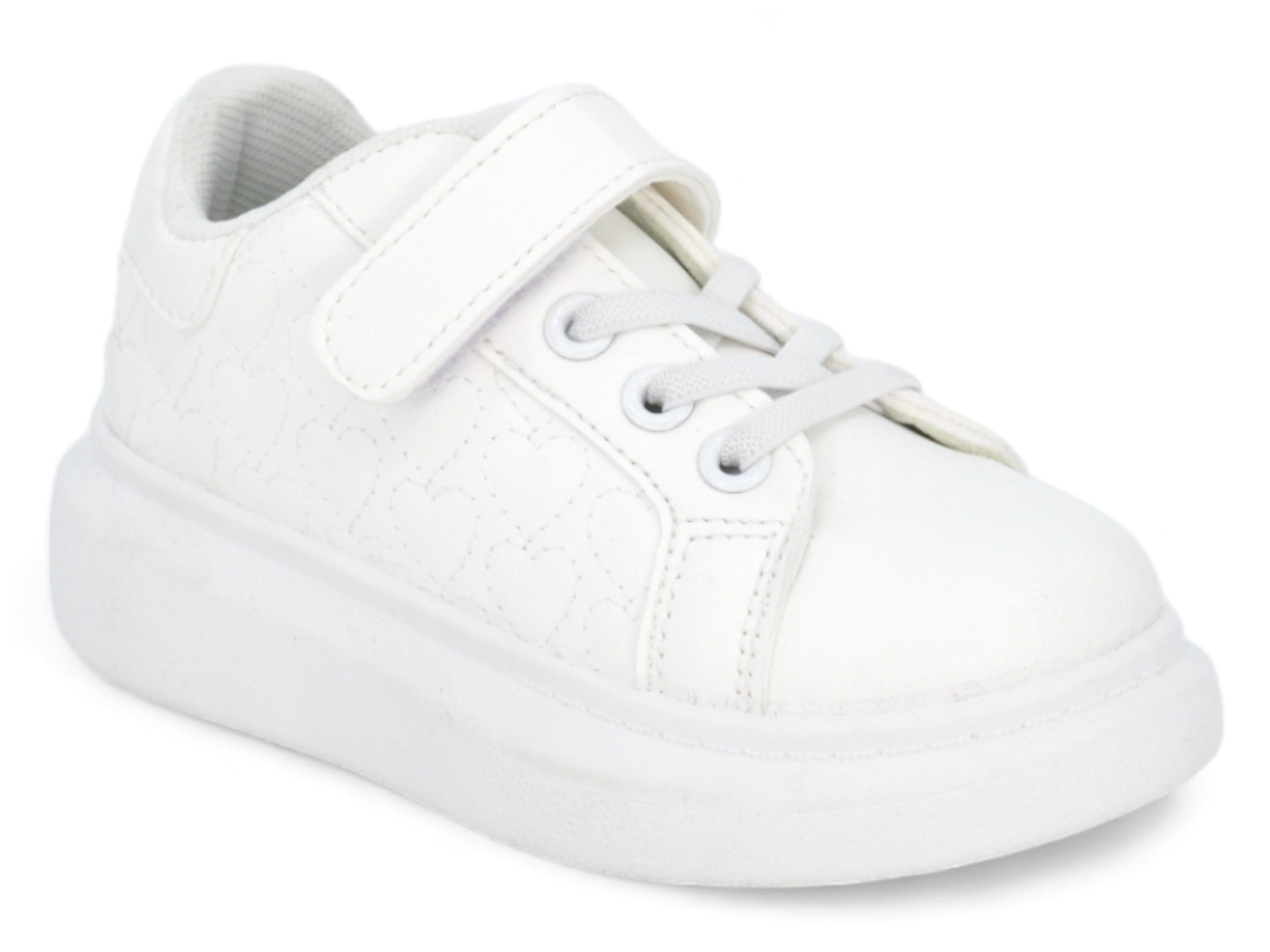Girls White Heart Platform Sneaker