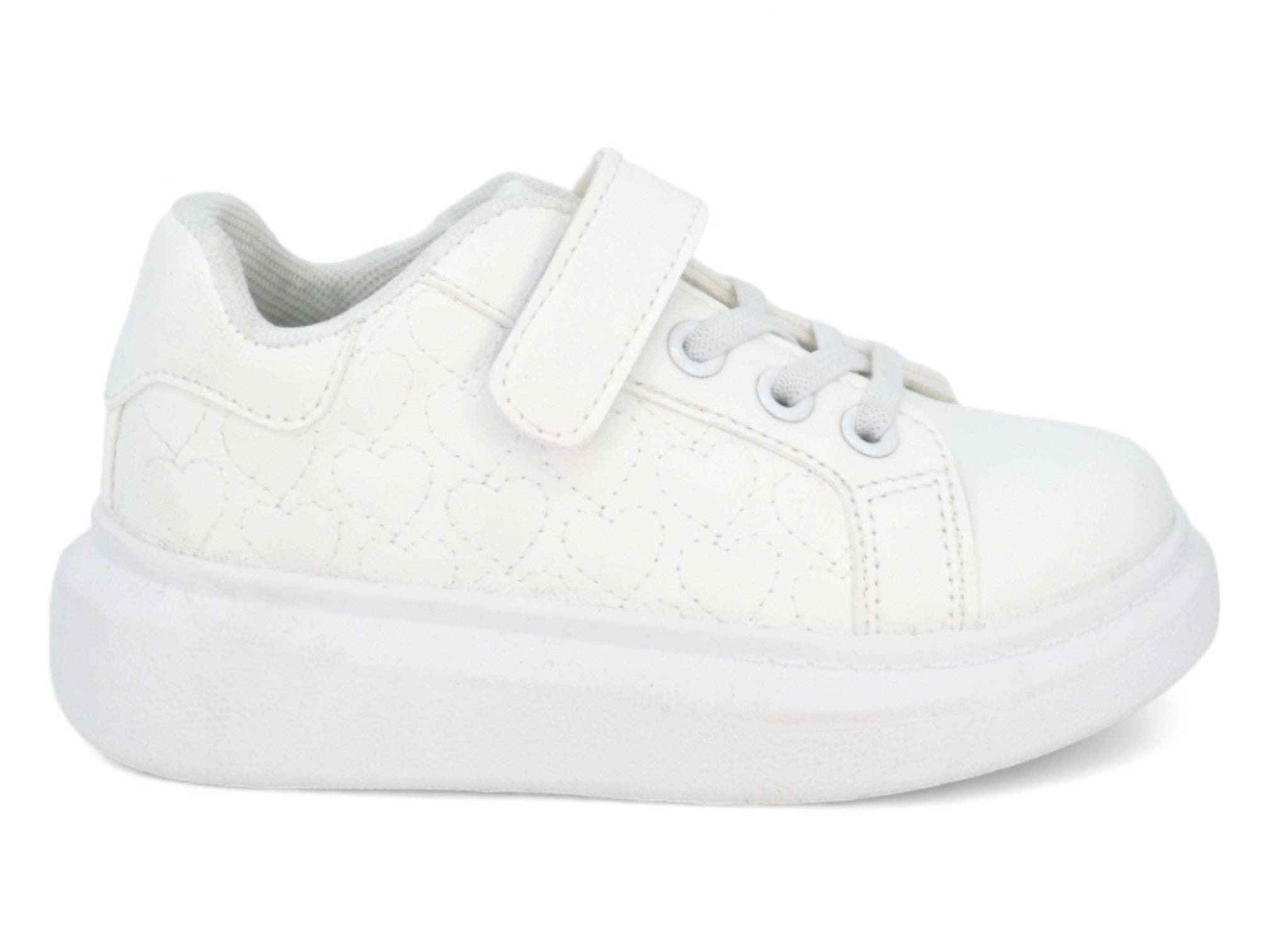 Girls White Heart Platform Sneaker