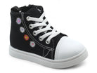 Girls Black Flower High Top Sneaker