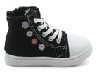 Girls Black Flower High Top Sneaker