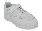 Girls' White & Silver Velcro Court Side Sneaker