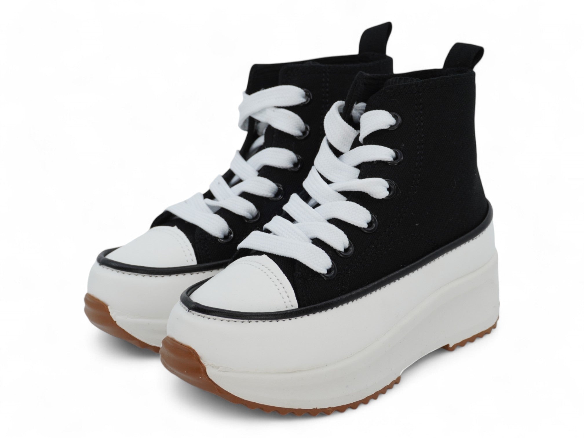 Girls Black Canvas High Top Sneaker