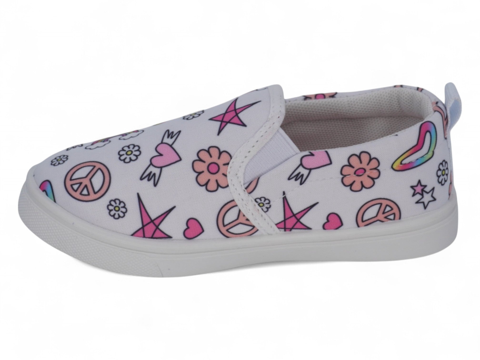 Girls White Rainbow Print Slip On