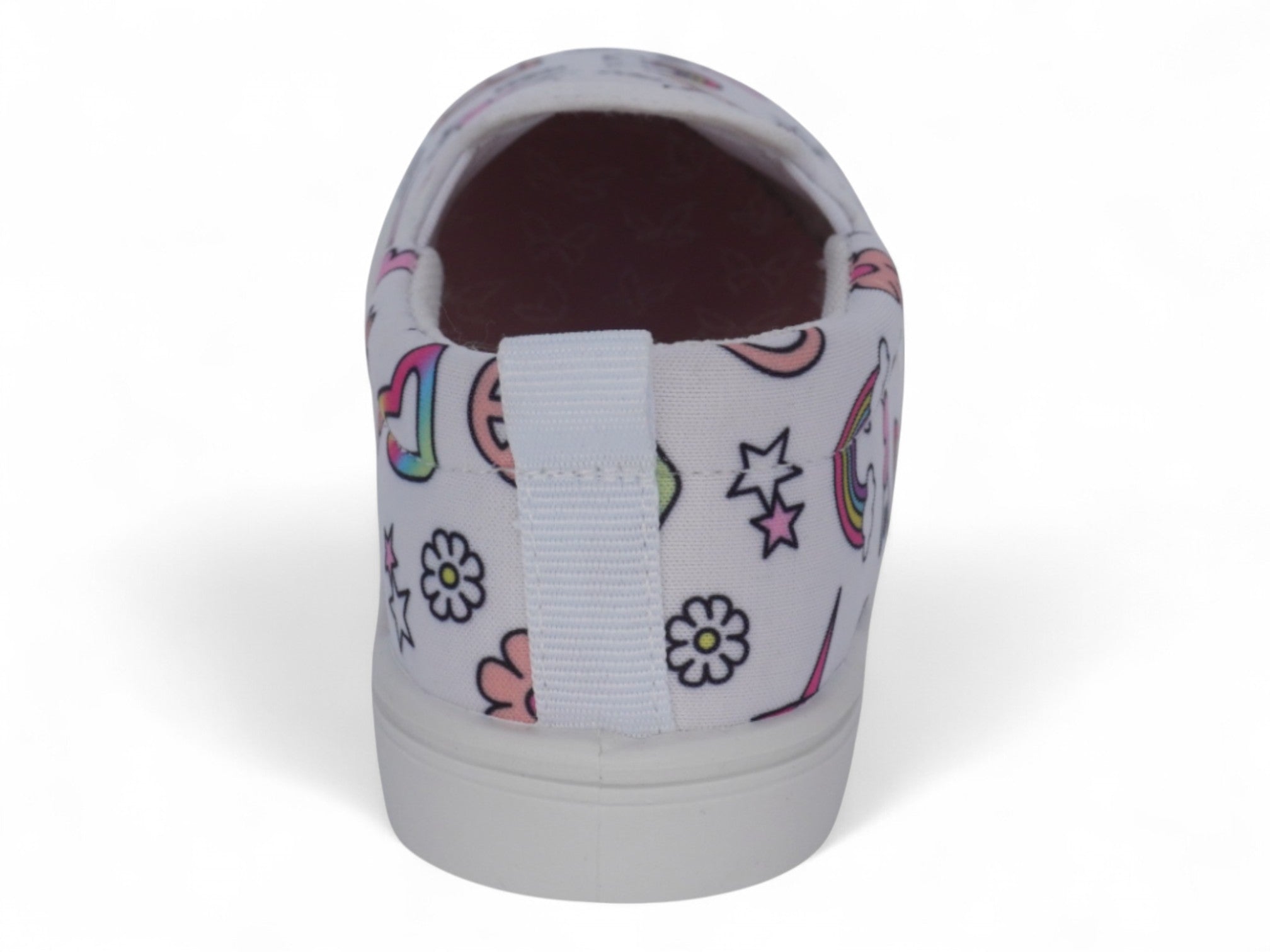 Girls White Rainbow Print Slip On