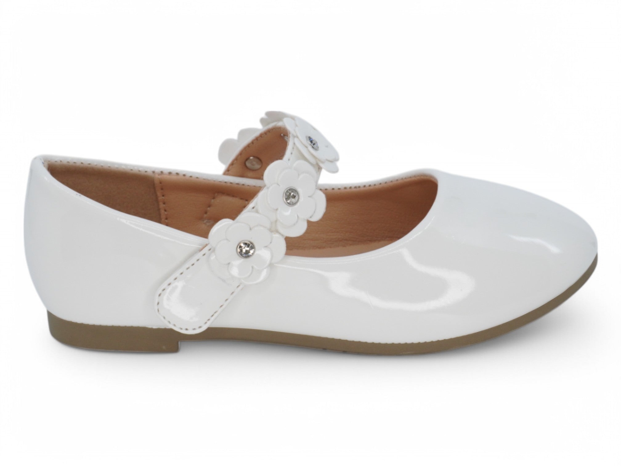 Toddler White Gia Flat