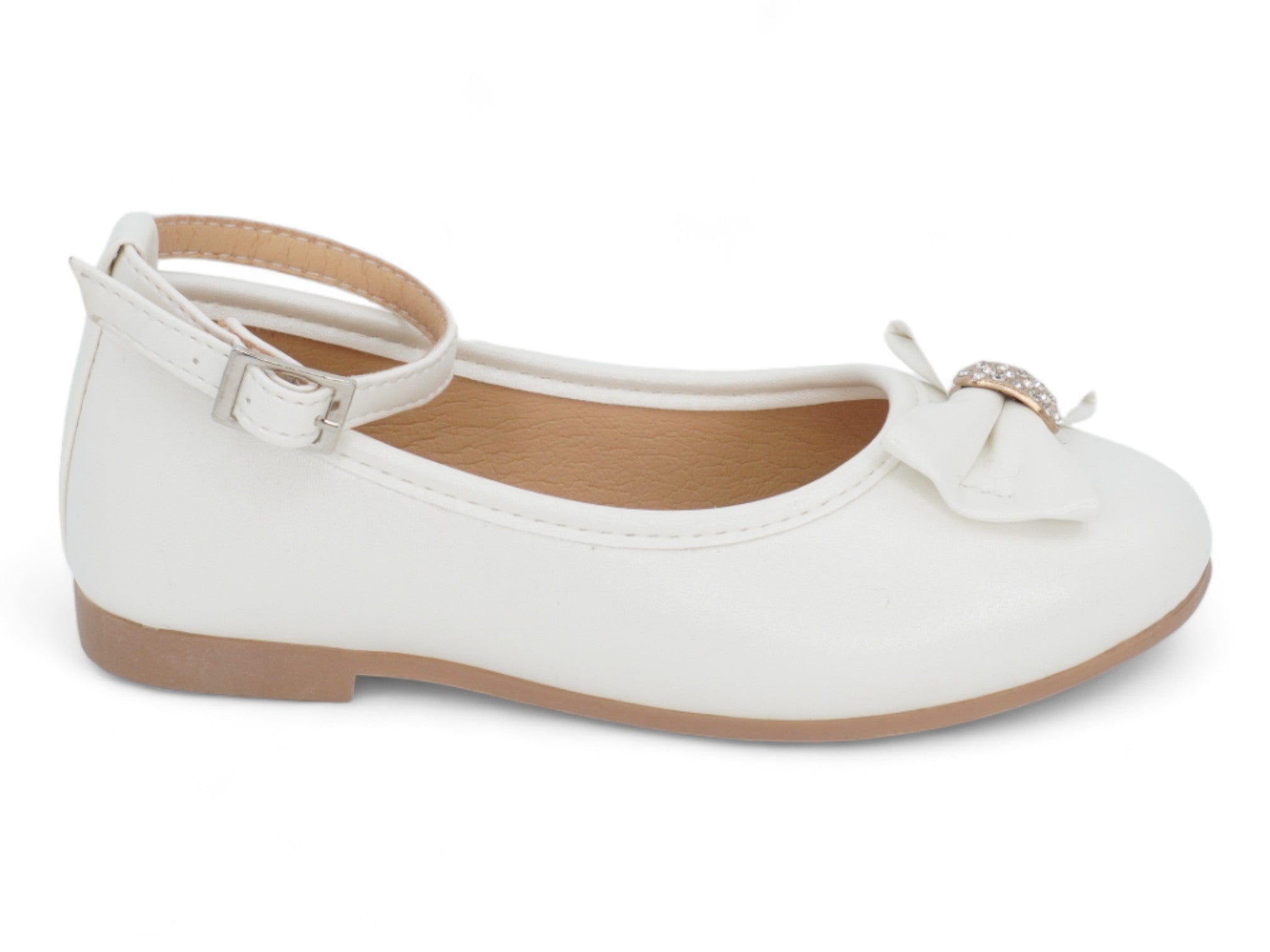 Girls' White Patent Carmen Flat