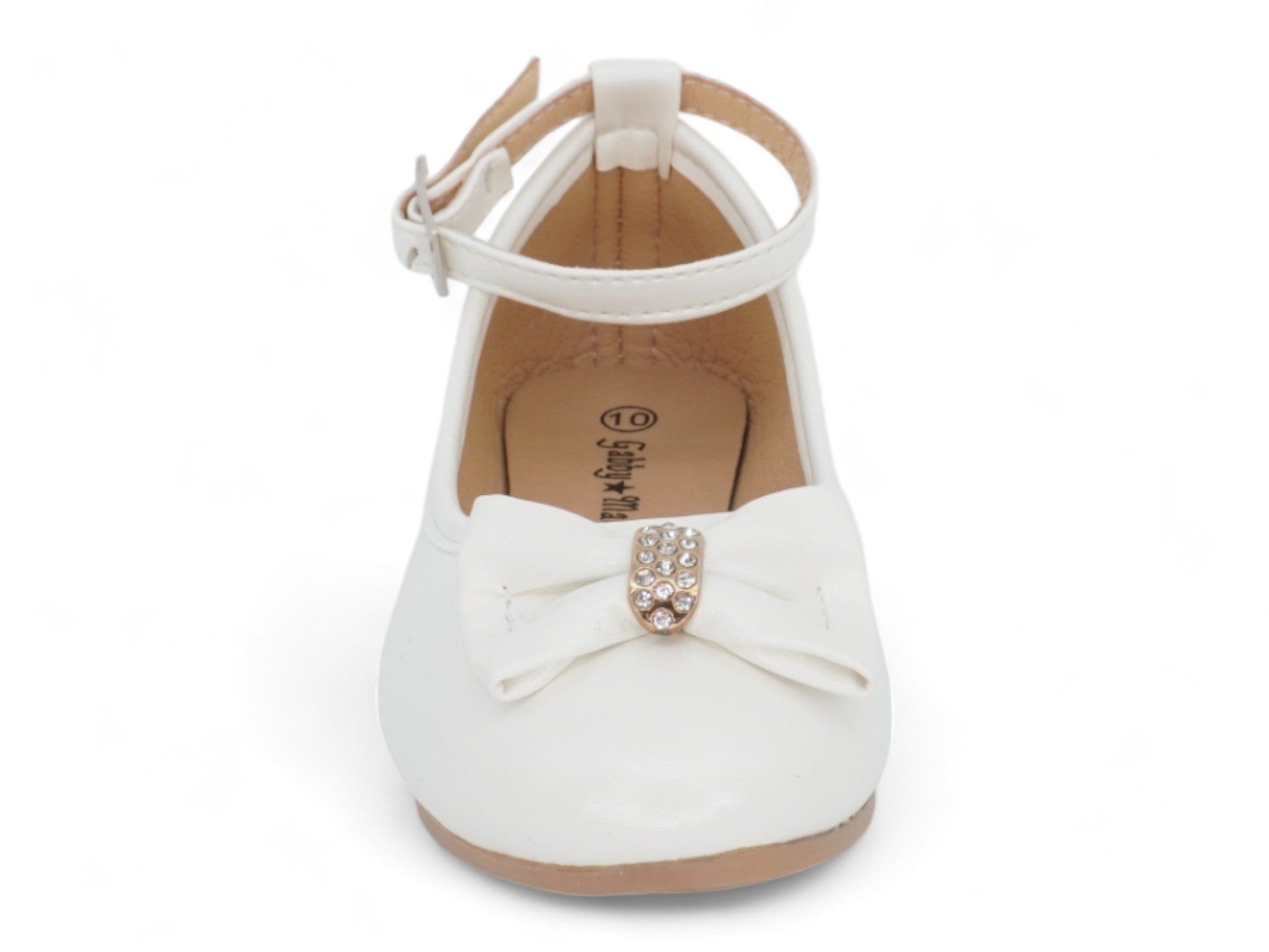 Girls' White Patent Carmen Flat