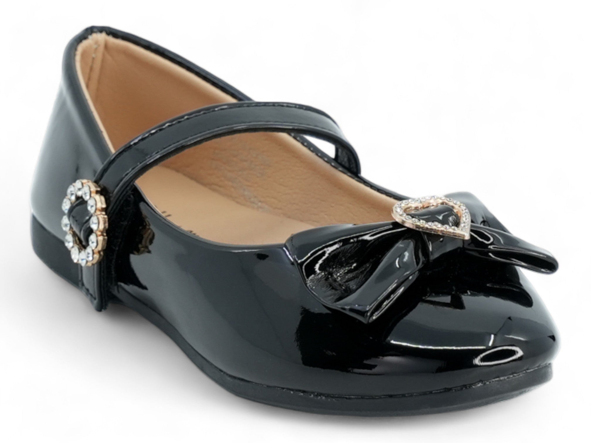 Girls' Black Patent Lan Flat