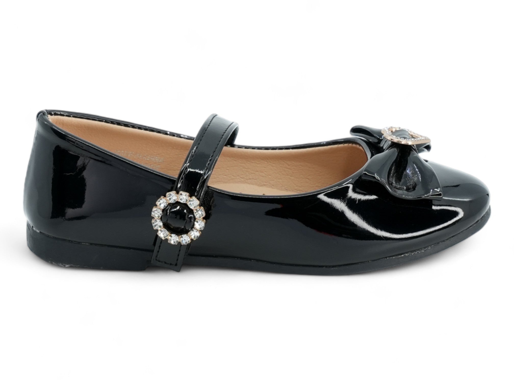 Girls' Black Patent Lan Flat