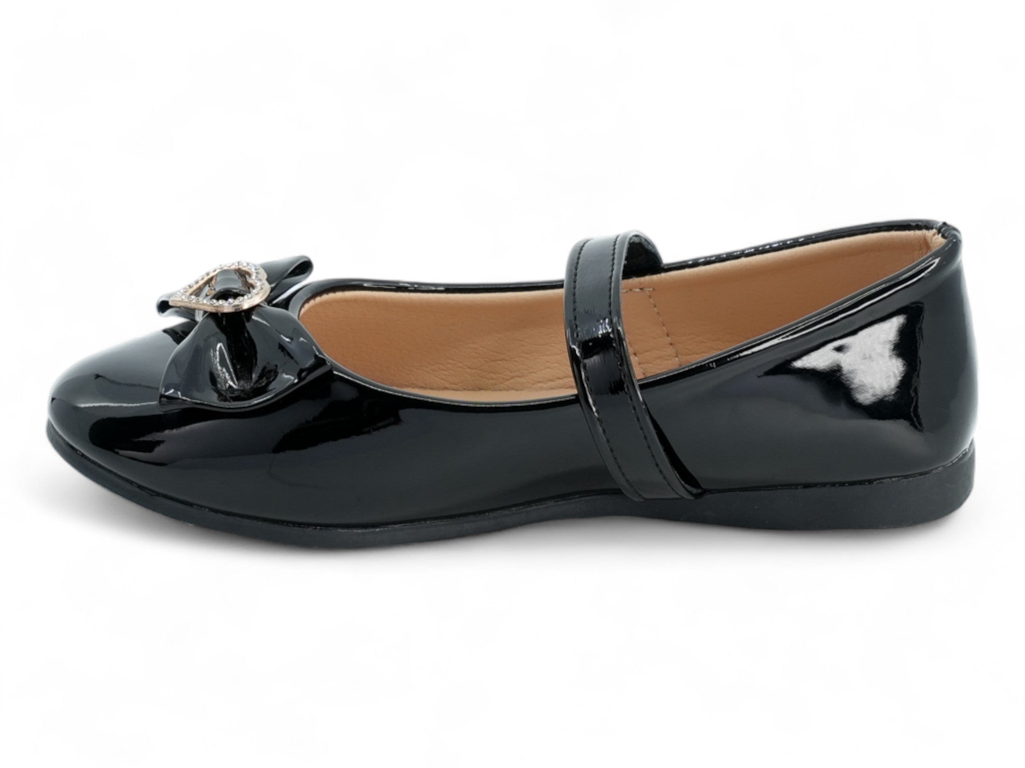 Girls' Black Patent Lan Flat