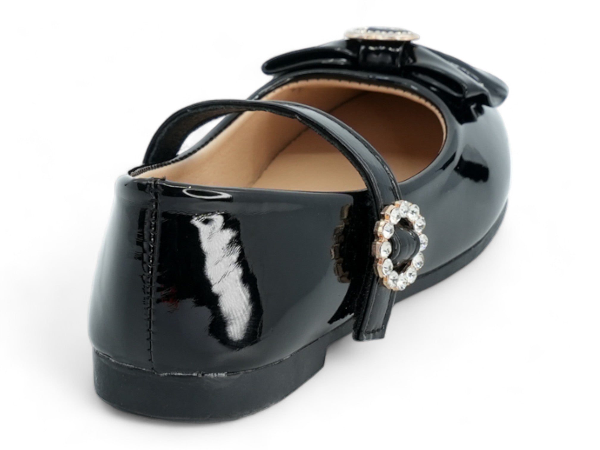 Girls' Black Patent Lan Flat