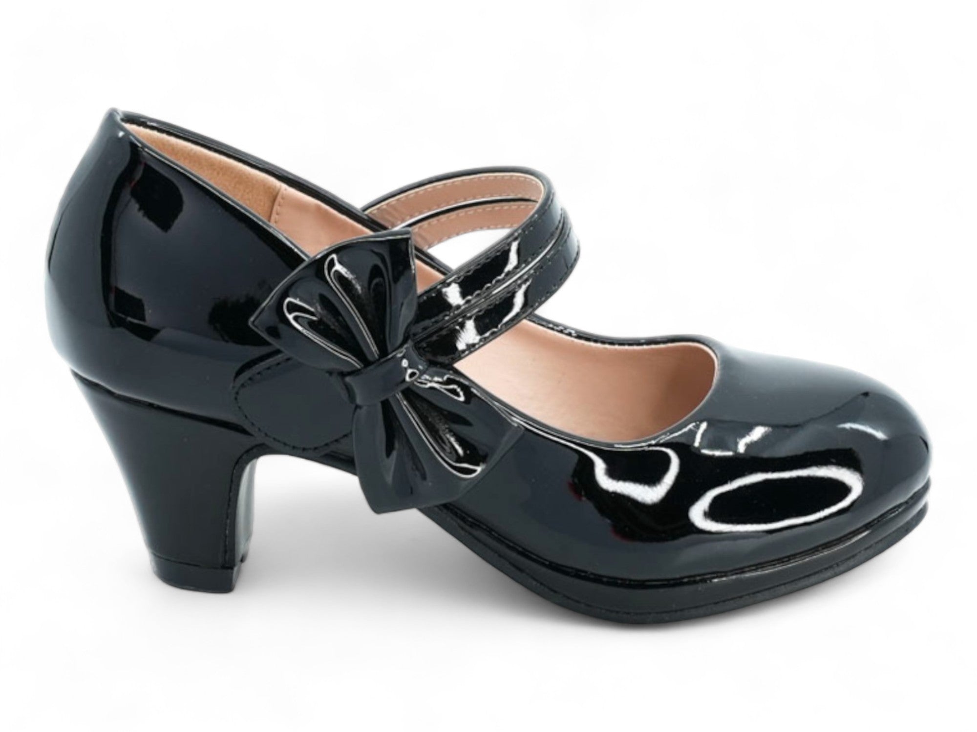 Girls Black Patent Karol Heel