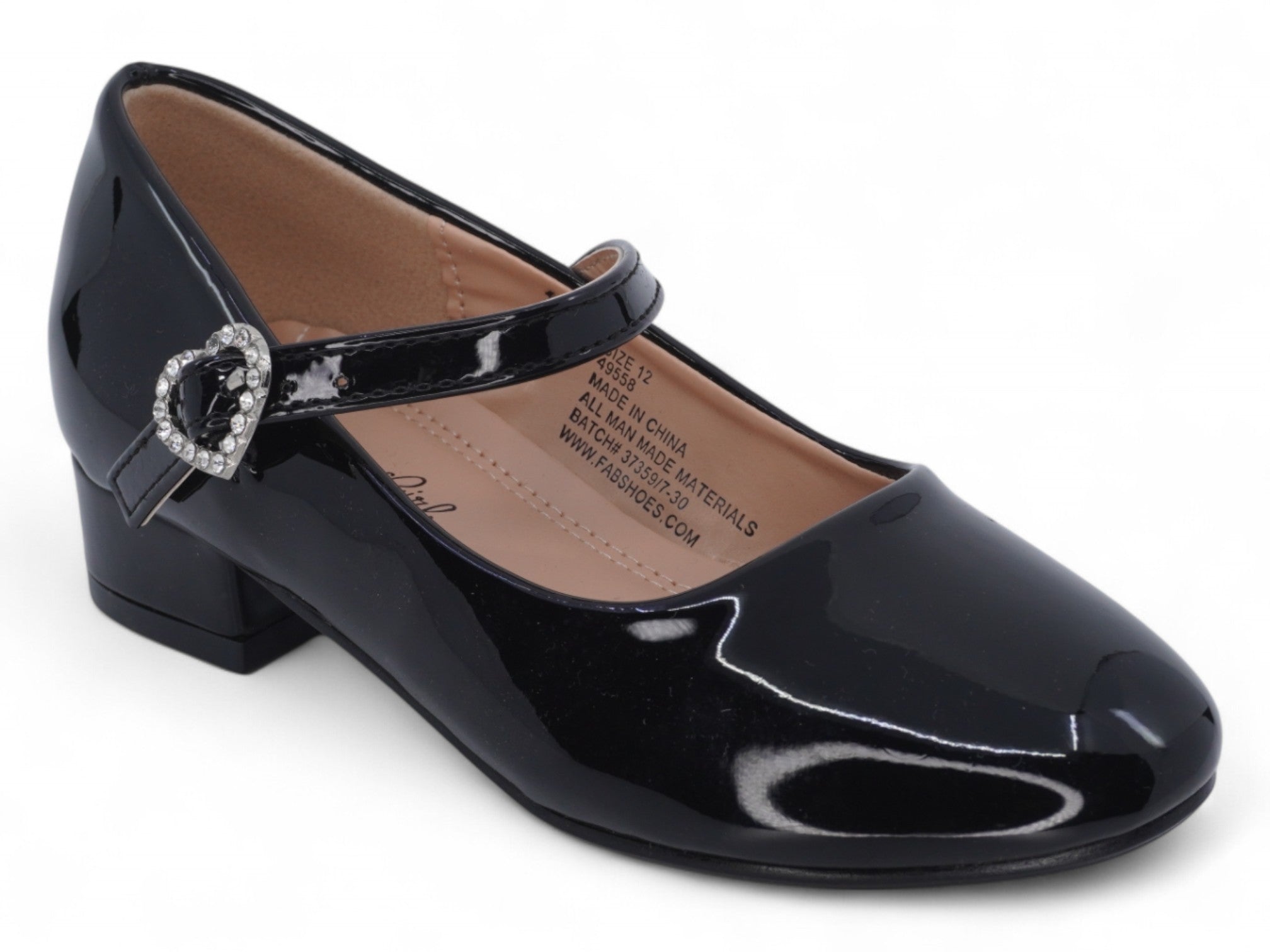 Girls Black Patent Veda Flat