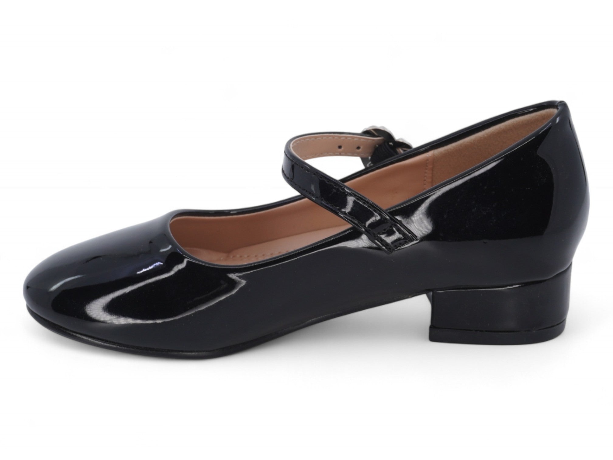 Girls Black Patent Veda Flat