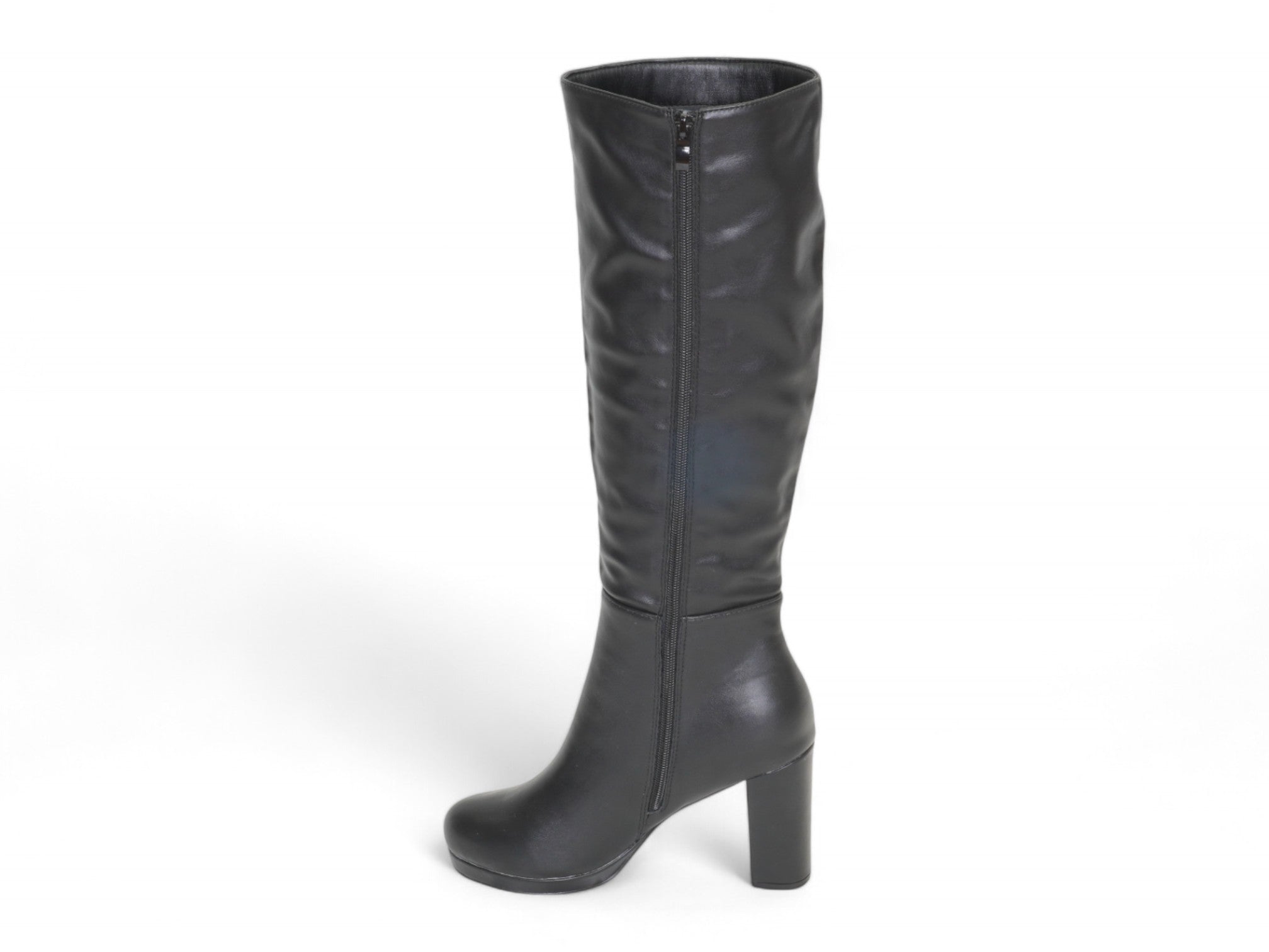 Women's Black Vegan Leather Platform Tall Boot