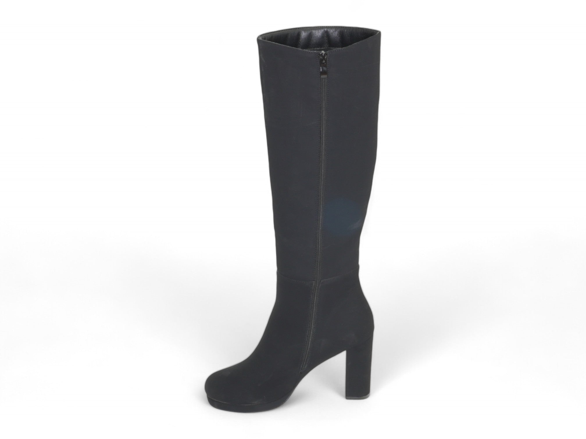 Women's Black Faux Suede Platform Tall Boot