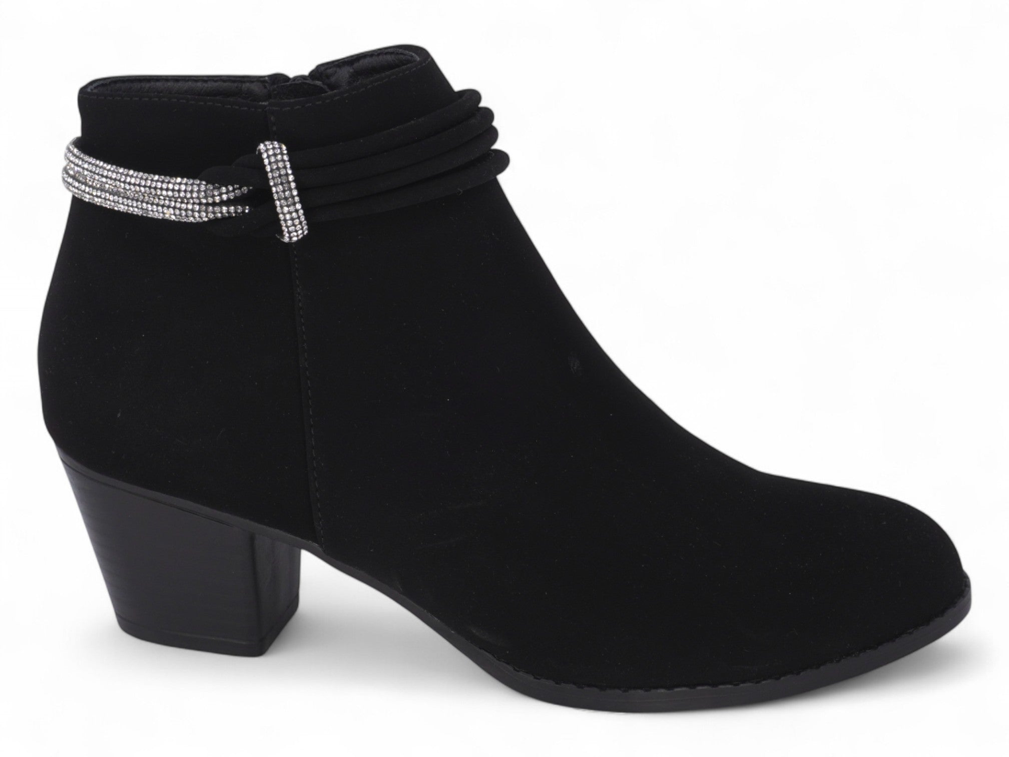 Women's Black Faux Suede Dress Bootie